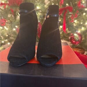 Marc Fisher Black Peep-Toe Heeled Boots